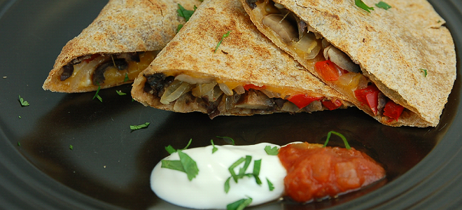 mushroom black bean quesadilla