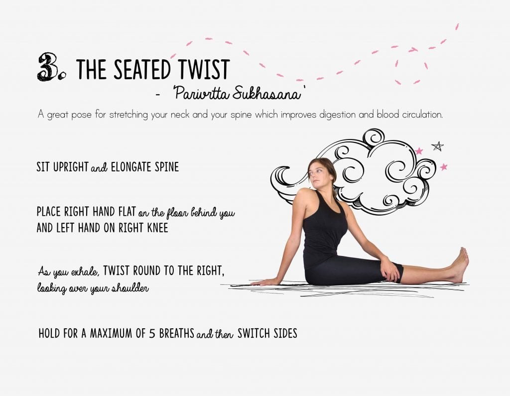 bedtime yoga, relaxation, seated twist