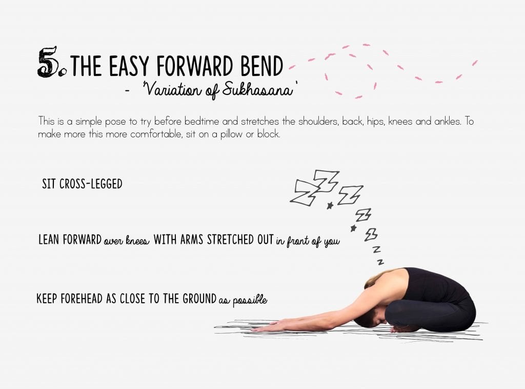 bedtime yoga, relaxation, forward bend