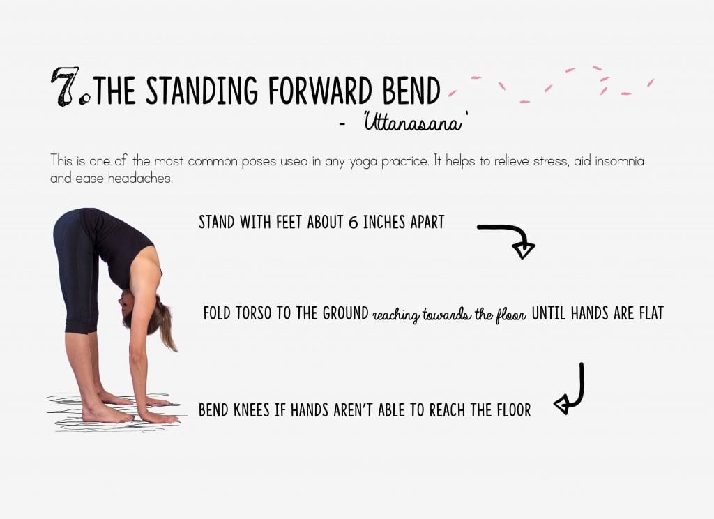 bedtime yoga, relaxation, standing forward bend