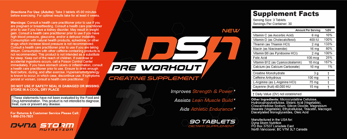 DSN Pre Workout Supplement Review Ingredient Label