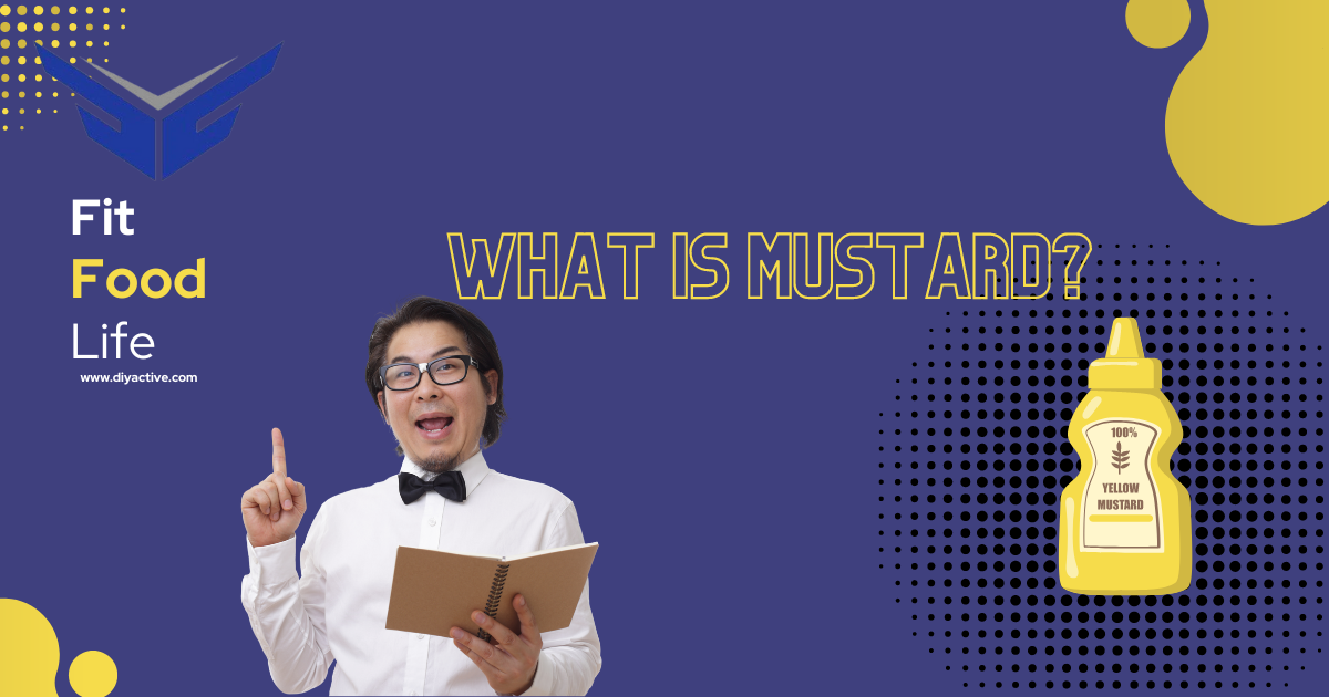 Infographic with image of smart man holding book and explaining something, image of mustard bottle