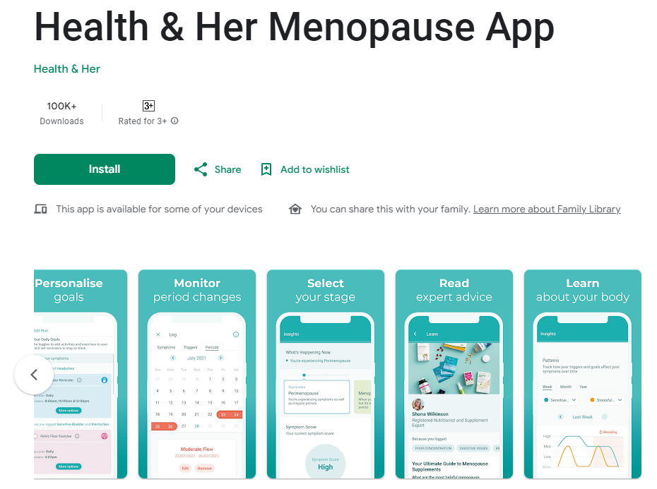 Health and her menopause app