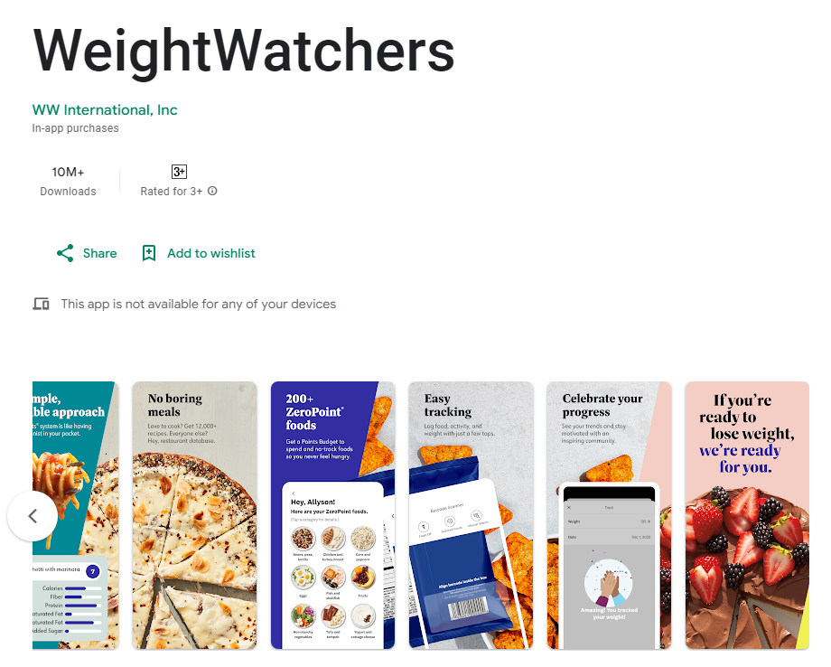 Weight watchers app